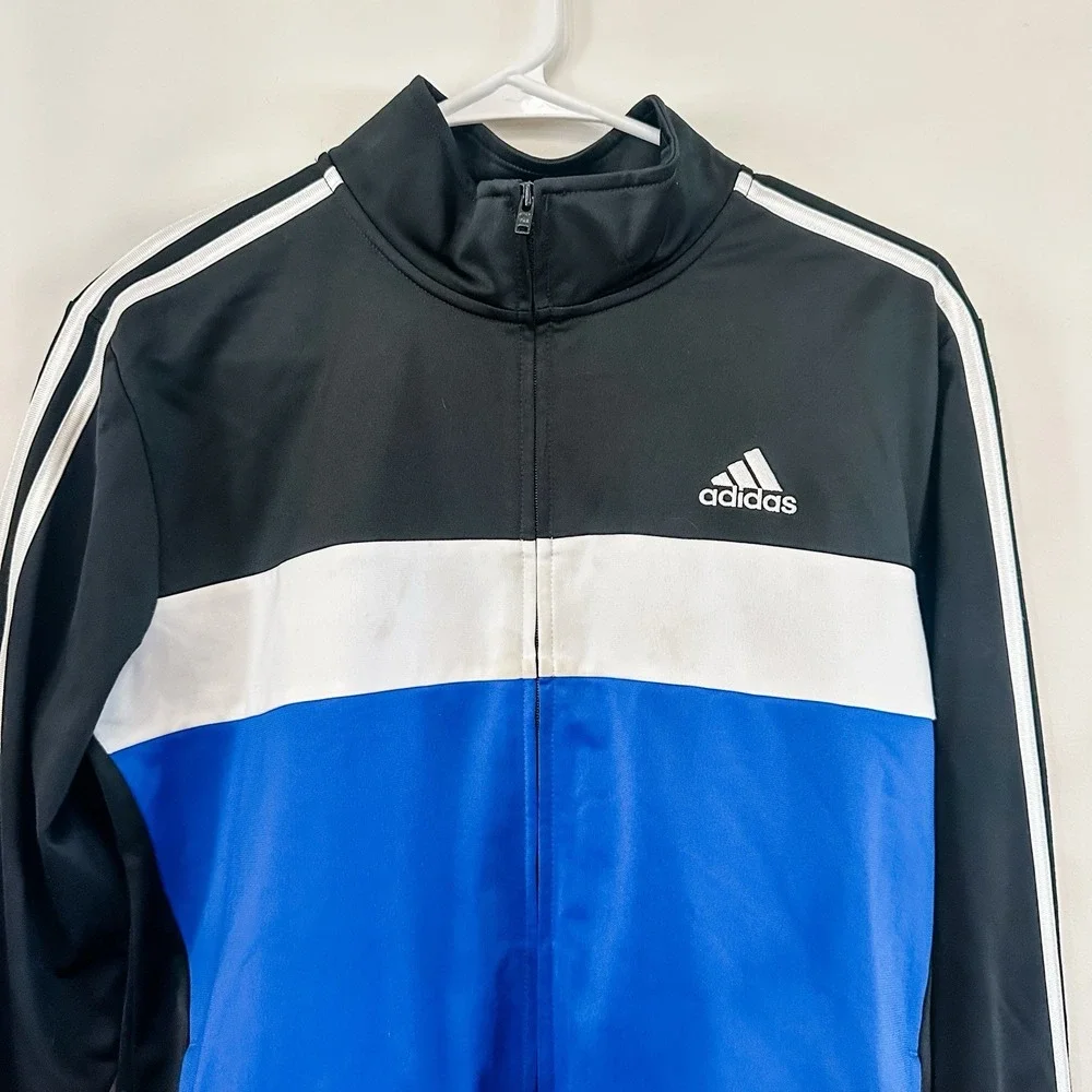 Adidas Boys XL 18/20‎ Full Zip Blue and Black Long Sleeve Track Jacket